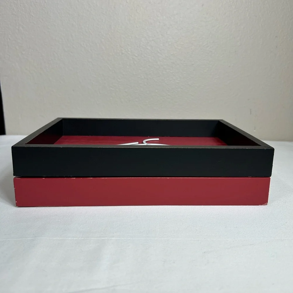 2 Set JOY NOEL Red Bkack White Wood Metal Modern Minimalist‎ Wall Shadow Box Art
